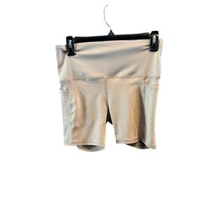 Daisy Fuentes Fit Women's Beige Pocketed Athletic Bike Shorts Size L